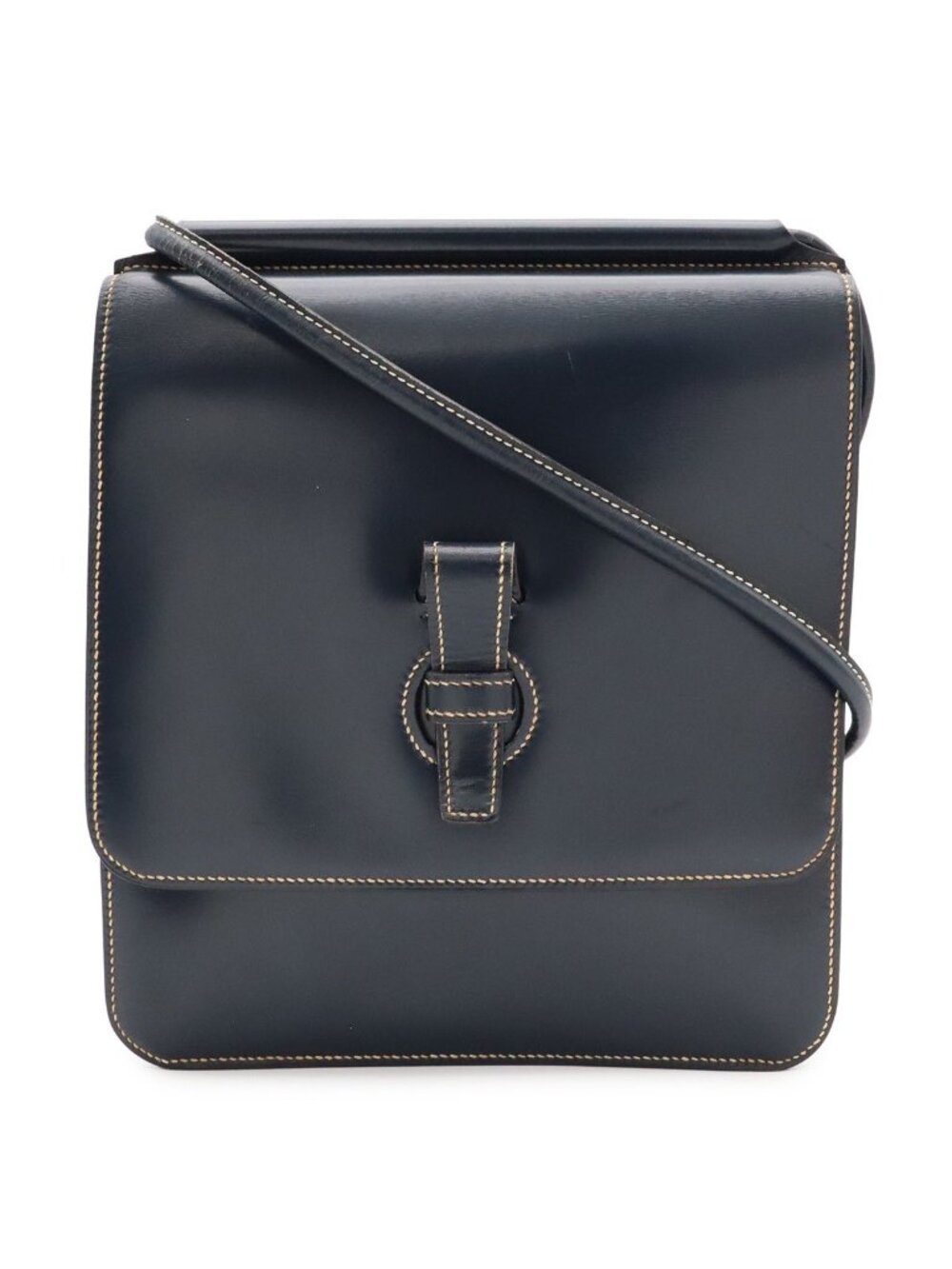 Hermes Shoulder Bag Pochette Crossbody Box Calf Leather Navy